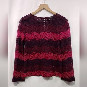 Banana Republic Floral Lace Blouse Women's S Pink Red Purple Artsy Holiday
